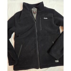 Cabelas Womens Black Thermal Fleece Full Zip Heavyweight Jacket Size M Pocket